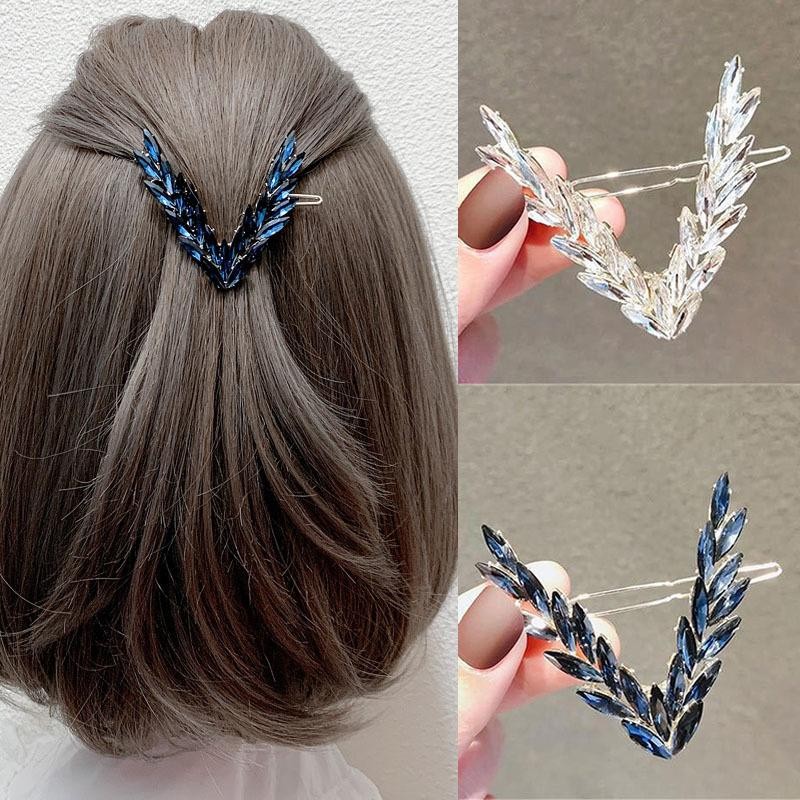 Luxury Crystal Hair Clip Women Korean V Shape Buckle Hairpin Fashion Headwear Gi