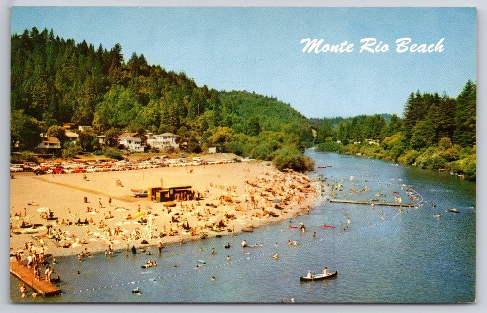 Monte Rio Beach CA Russian River Vintage Chrome Postcard Mike Roberts