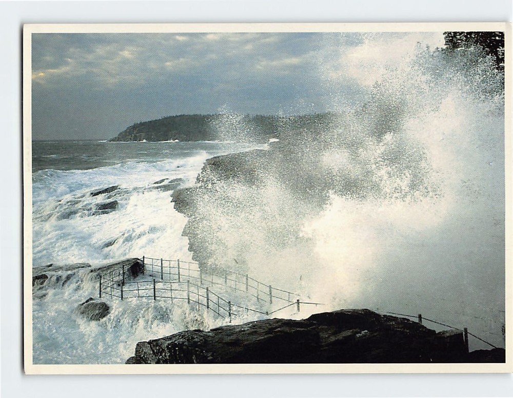 Postcard Thunder Hole Acadia National Park Bar Harbor Maine USA-image