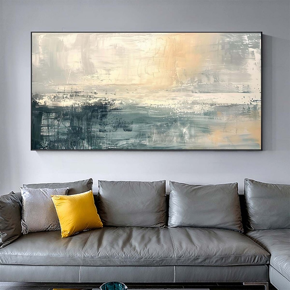 Handpainted Orange Abstract Oil Painting On Canvas Wall Art Pictures Yellow Gray