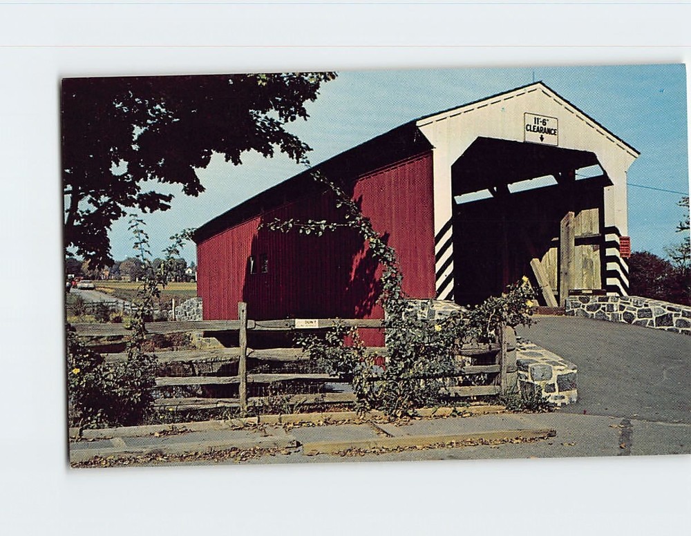 Postcard Amish Country Covered Bridge Pennsylvania USA