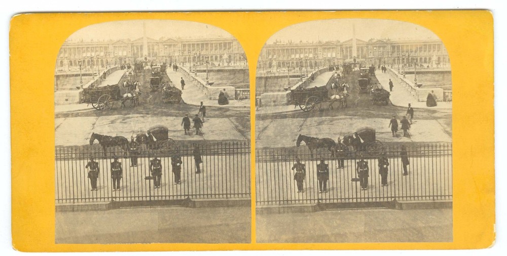 G5127~ FRANCE – Paris Military Guards at Place de la Concorde 1870 Stereoview