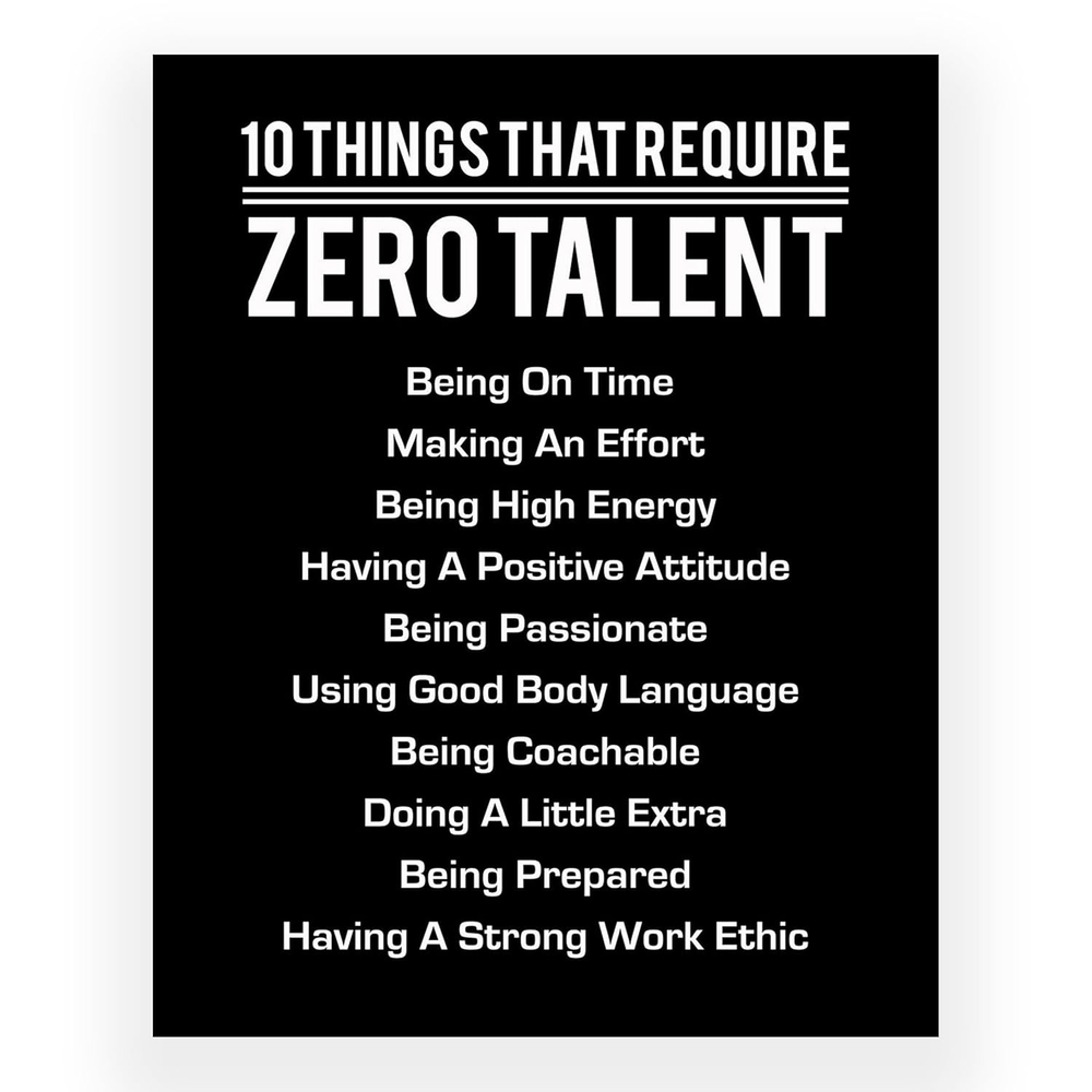 10 Things That Require Zero Talent - Motivational Wall Art Print | Inspirational