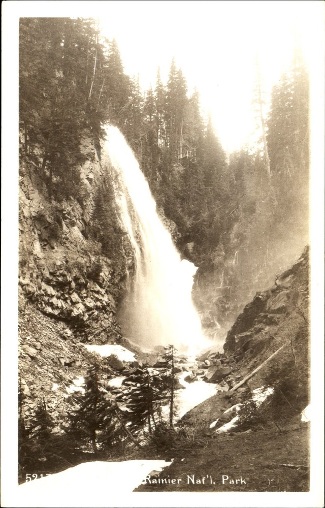 RPPC Narada Falls Rainier National Park Washington WA ~ EKC 1940s
