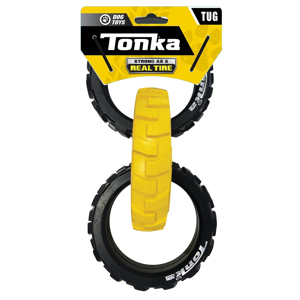 Rubber 3-Ring Tug Dog Toy Lightweight Durable and Water Resistant 10.5 Inches...