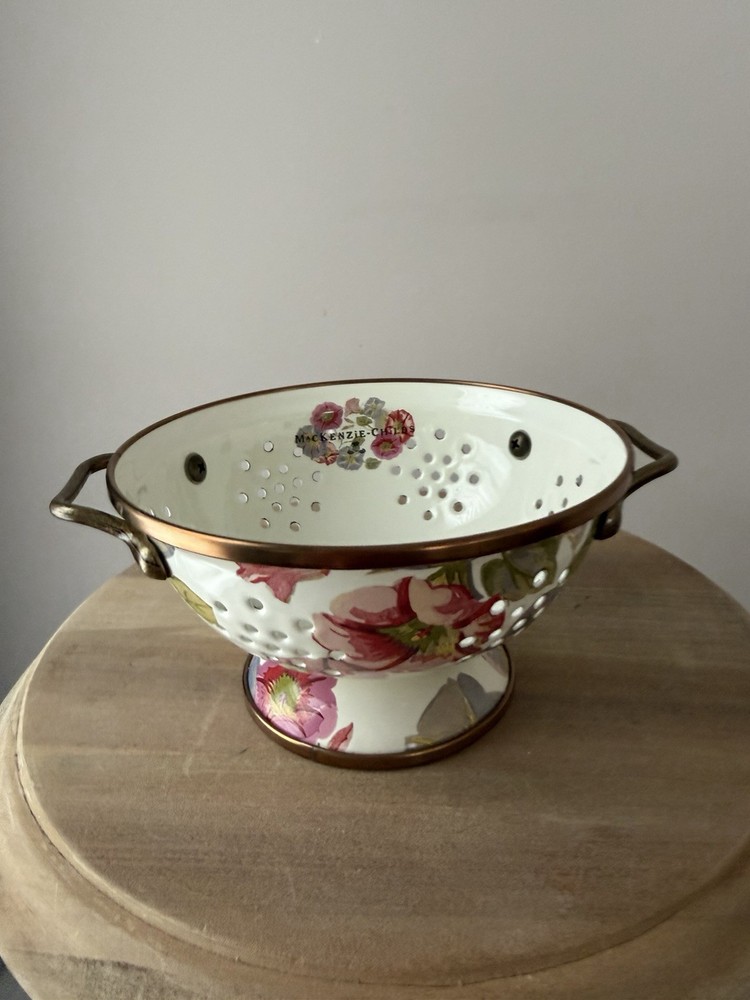 Retired Mackenzie Childs Morning Glory Enamel Small Colander New
