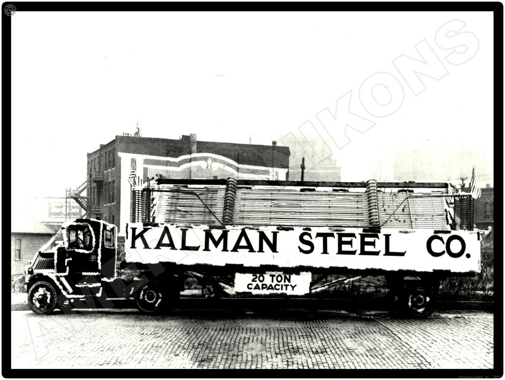 Vtg. Mack Trucks New Metal Sign: Kalman Steel Company 20 Ton Capacity