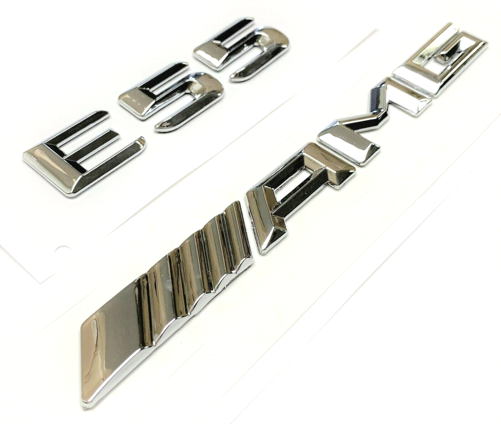 #1 CHROME E55 + AM-G FIT REAR TRUNK EMBLEM BADGE NAMEPLATE DECAL NUMBERS