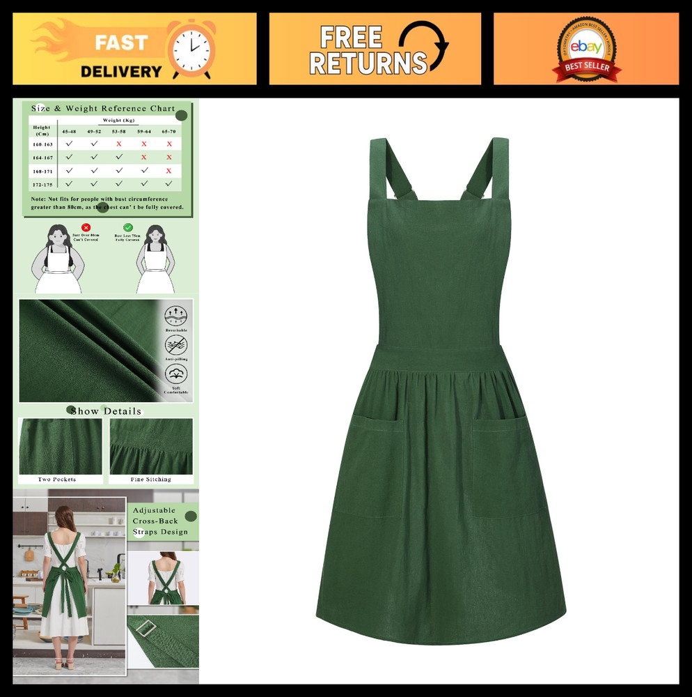 Cute Vintage Apron Dress for Women - Pinafore Kitchen Cooking Baking Gardening