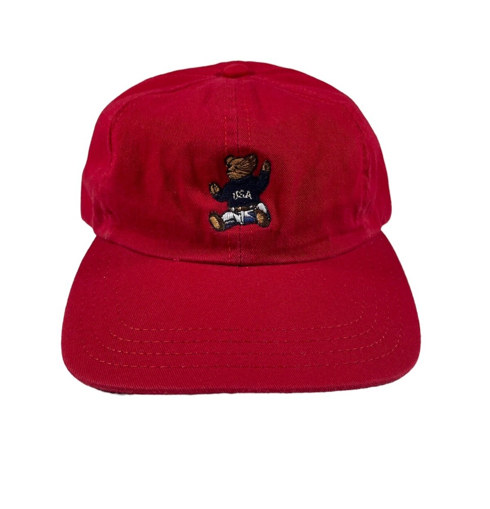 Vtg 90s Polo Sport Ralph Lauren Hat Cap Sit Down Bear Boys One Size Fits Mens