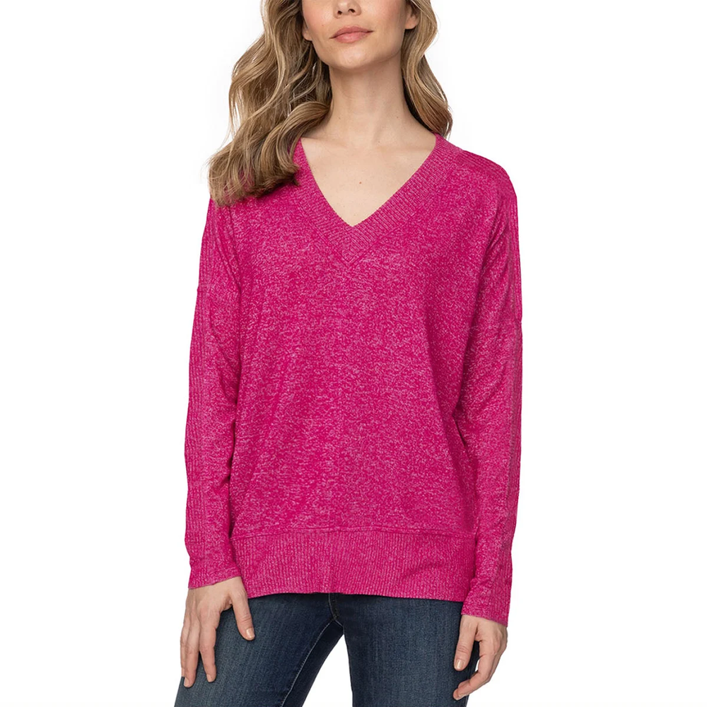 Buffalo Ladies' Cozy V-Neck Long Sleeve Top, Pink (Raspberry Mix), M