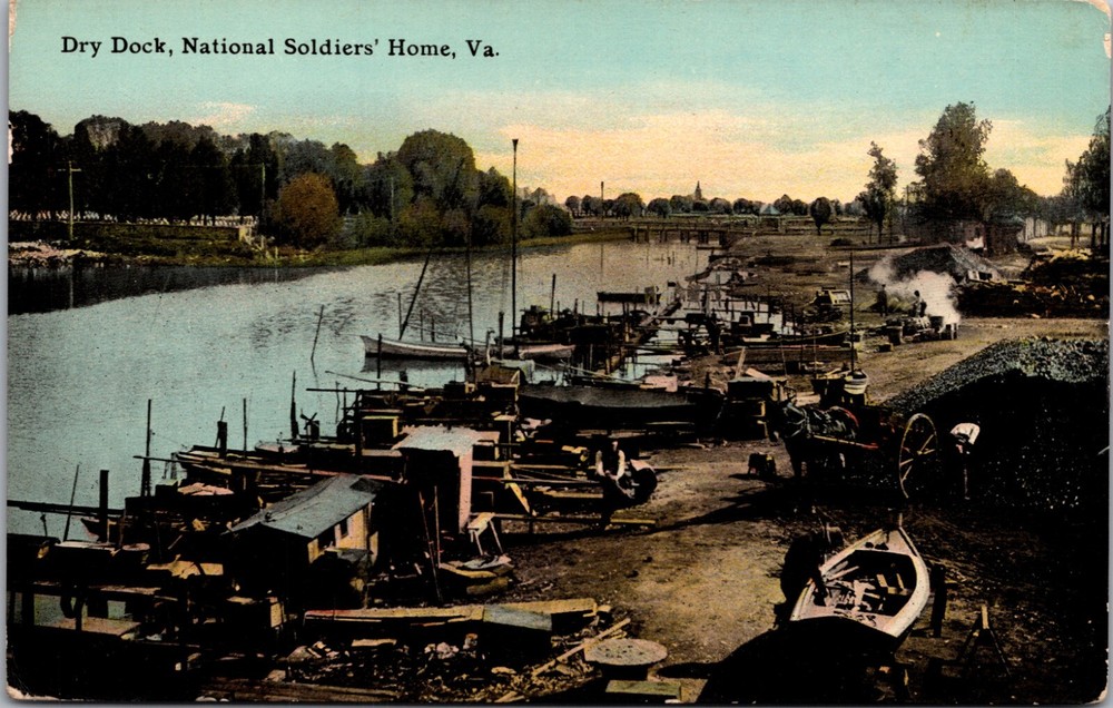 Hampton Virginia National Soldiers Home & Dry Dock. Vintage Postcard