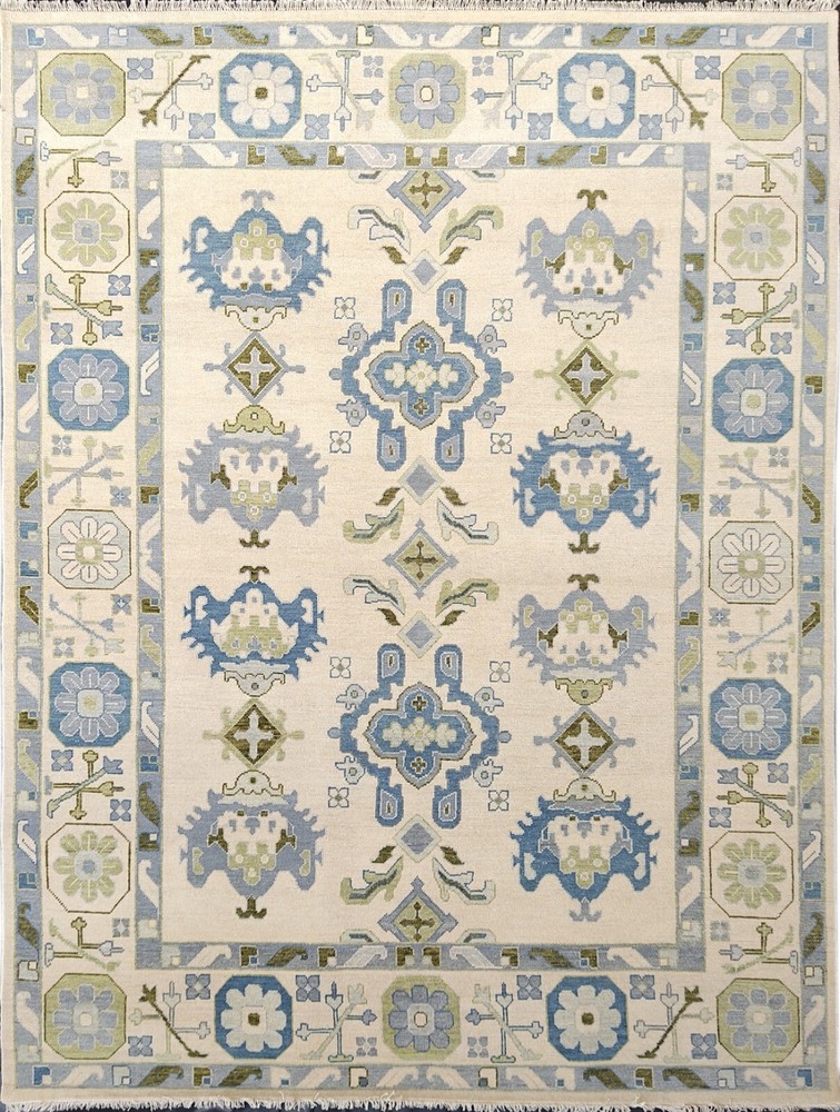 Blue Green Modern oushak Hand knotted Area Rug for Living Room, Bedroom,