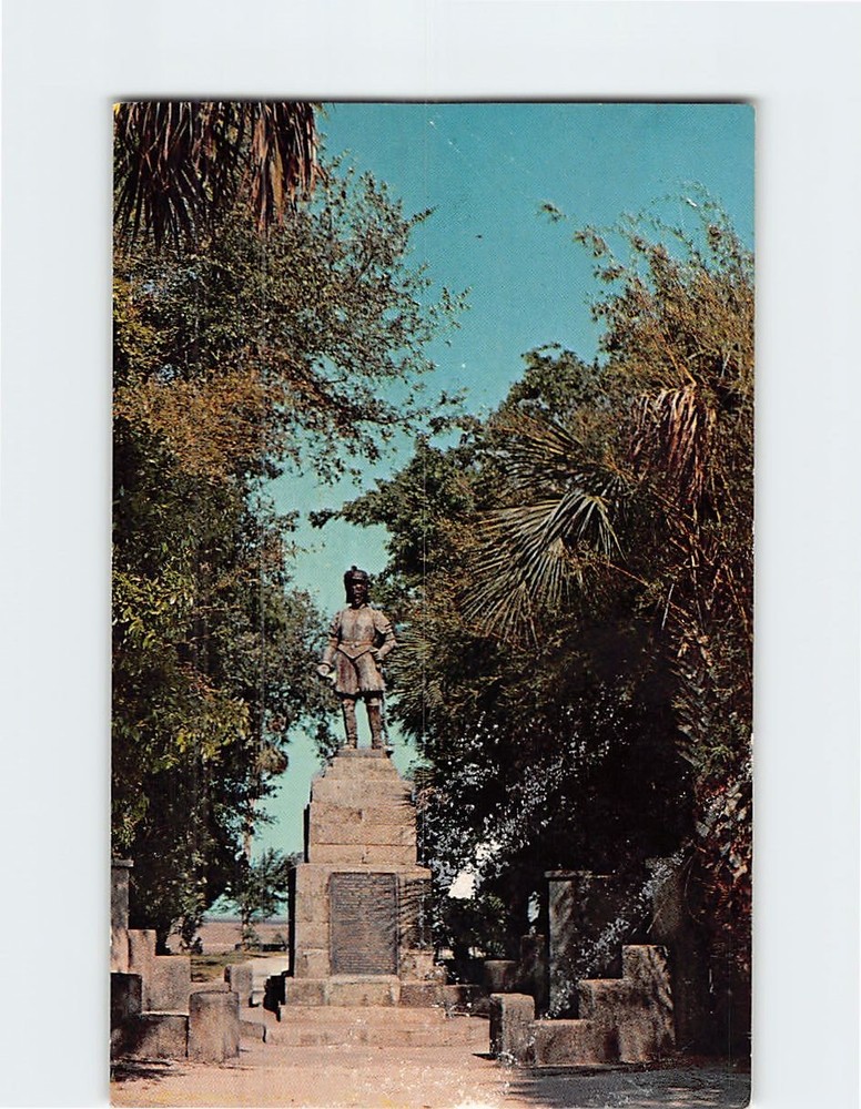 Postcard Ponce De Leon Statue Fountain Of Youth St. Augustine Florida USA