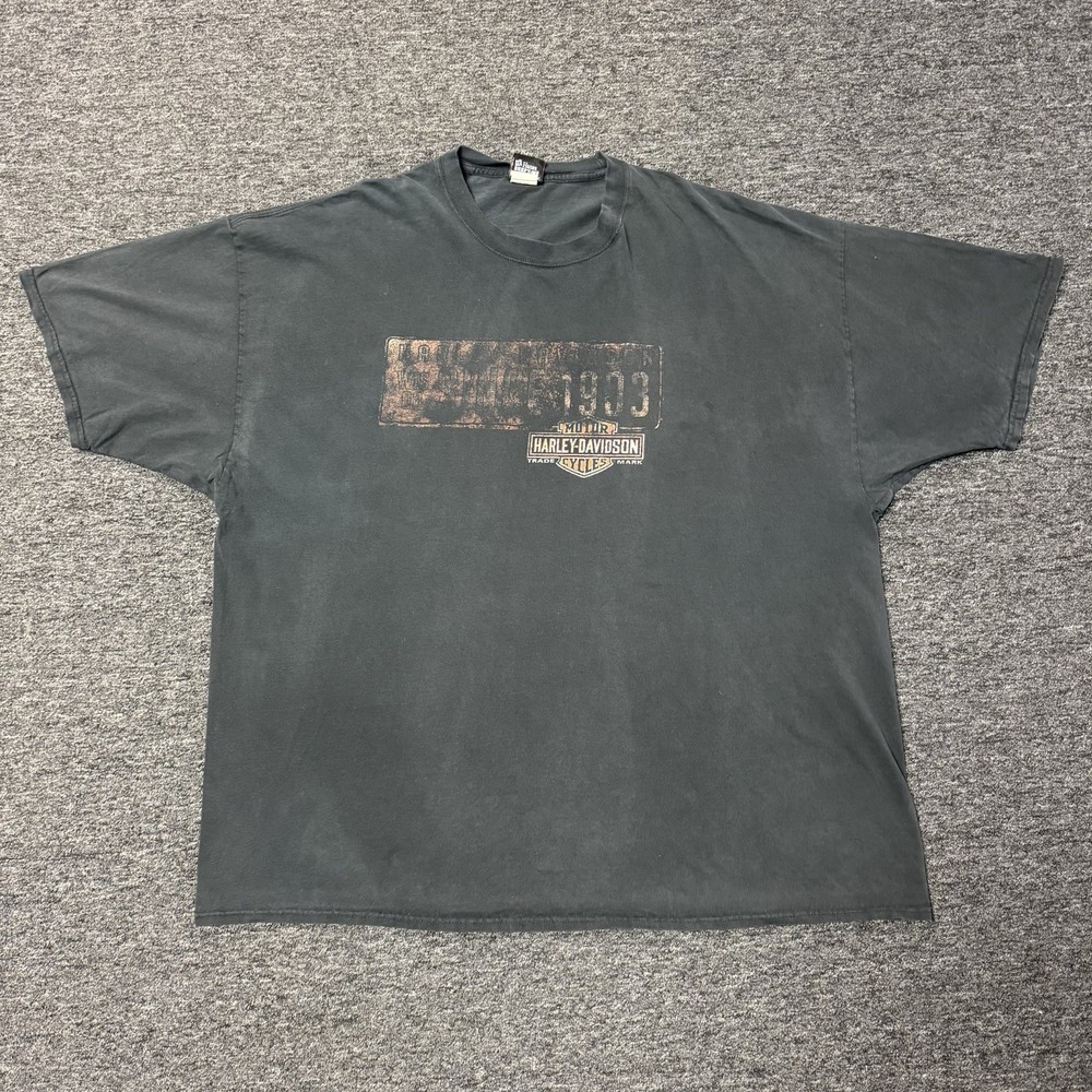 Vintage Y2K Sun Faded Black Minnesota Harley Davidson T-Shirt Mens - Size 4XL