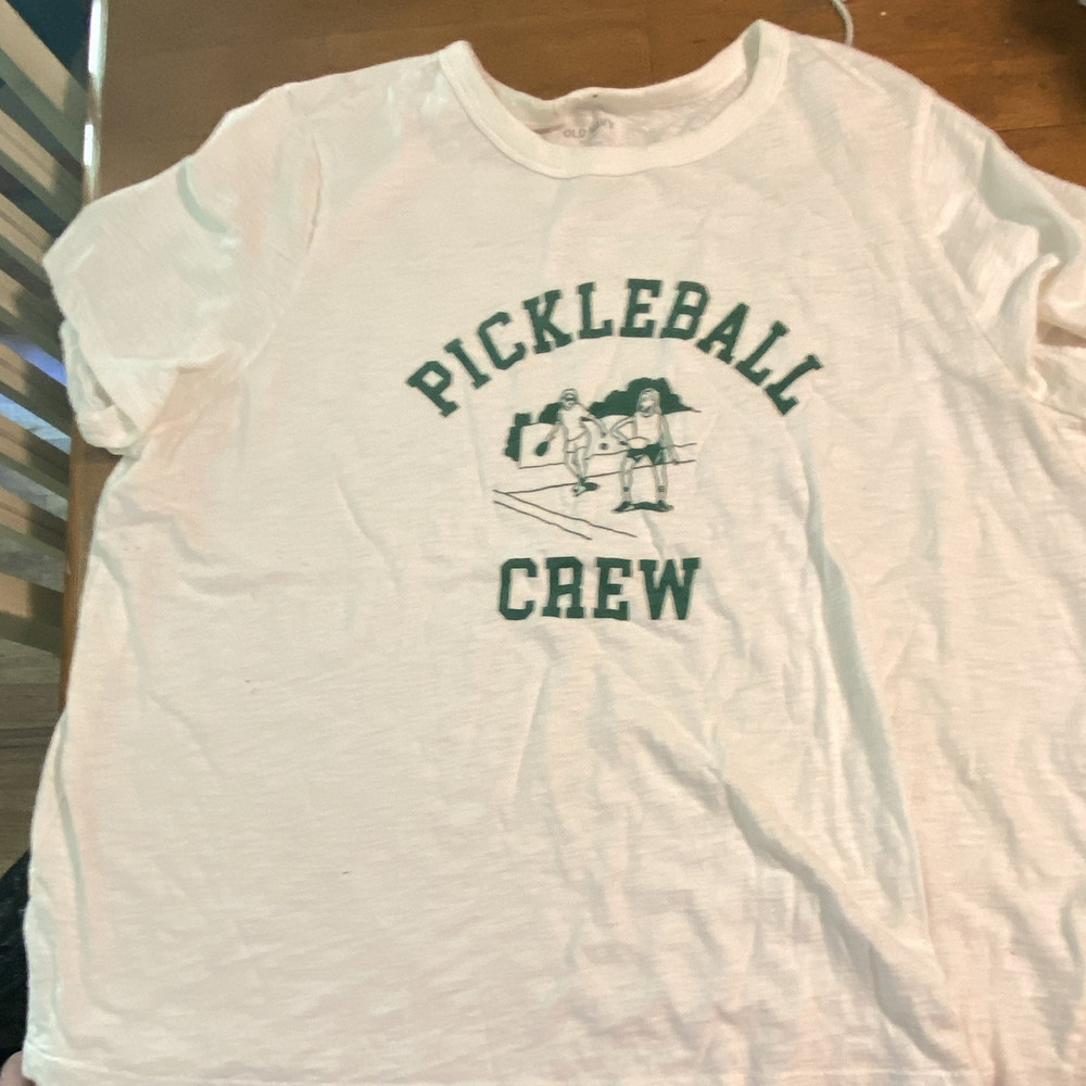 Old Navy Women’s XL White Crew Neck Short Sleeve Pickleball Crew Graphic Tee