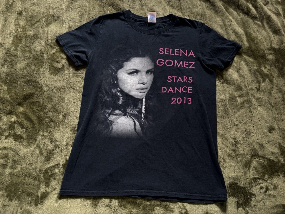 Selena Gomez Shirt Mens Small Black Stars Dance Concert Tour 2013 Music Band