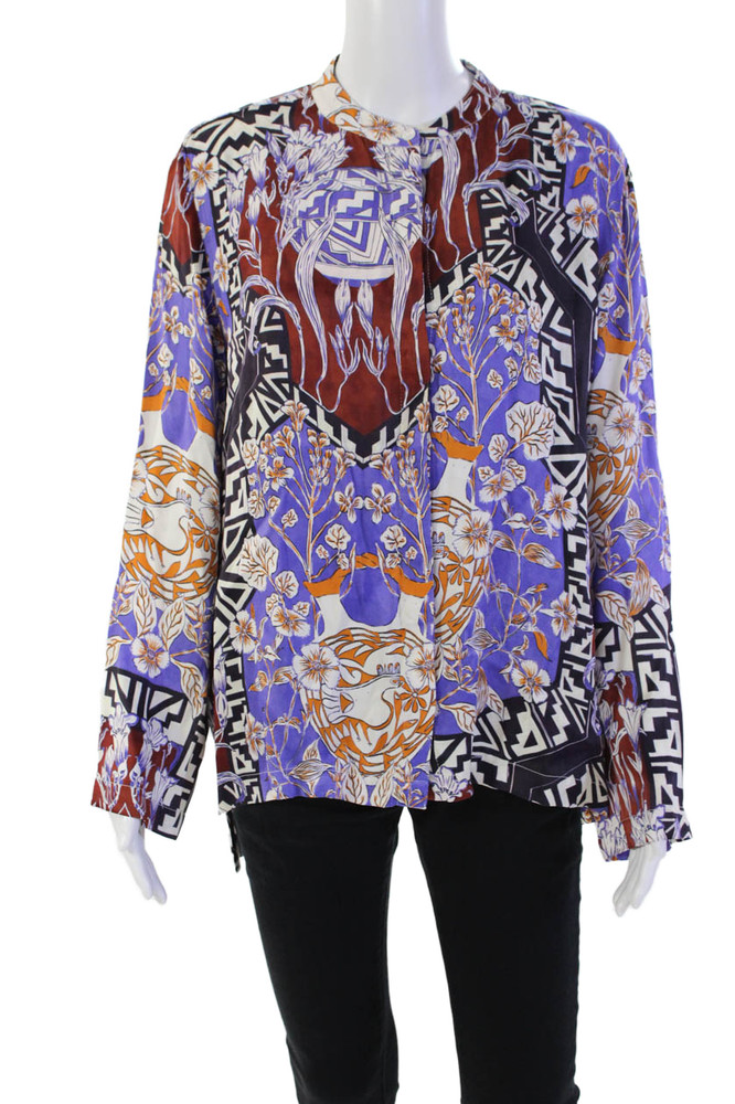 Maria Cher Womens Long Sleeve Side Slit Buttoned Blouse Multicolor Size SFree Shipping in US $100+ Orders | $6.95 Orders Below