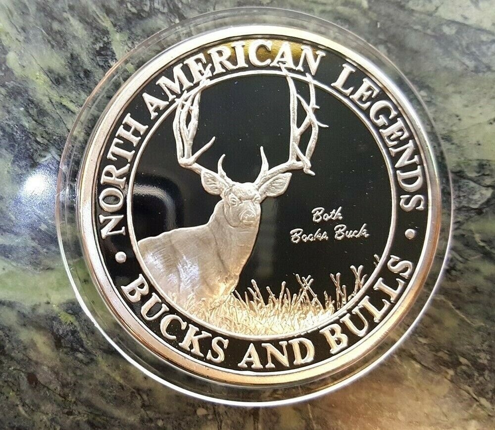 Bucks and Bulls Both Books Buck NAHC Big Game Silver Plate Collector Coin
