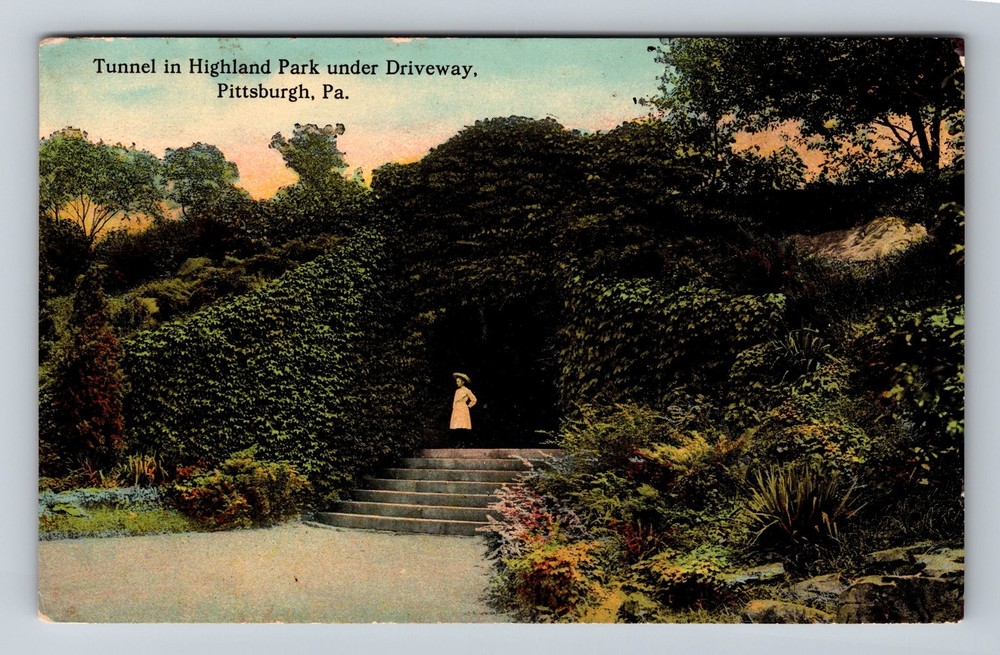 Pittsburgh PA-Pennsylvania Tunnel Highland Park Driveway Vintage c1913 Postcard