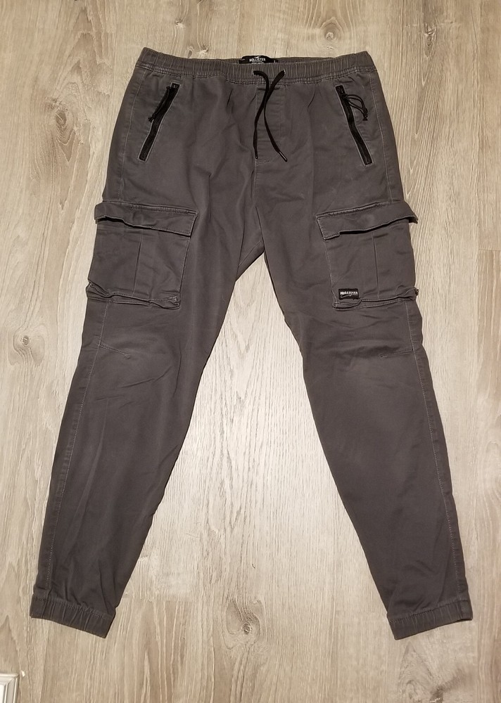 Hollister Cargo Skinny Jogger Pants Mens Size Large Gray