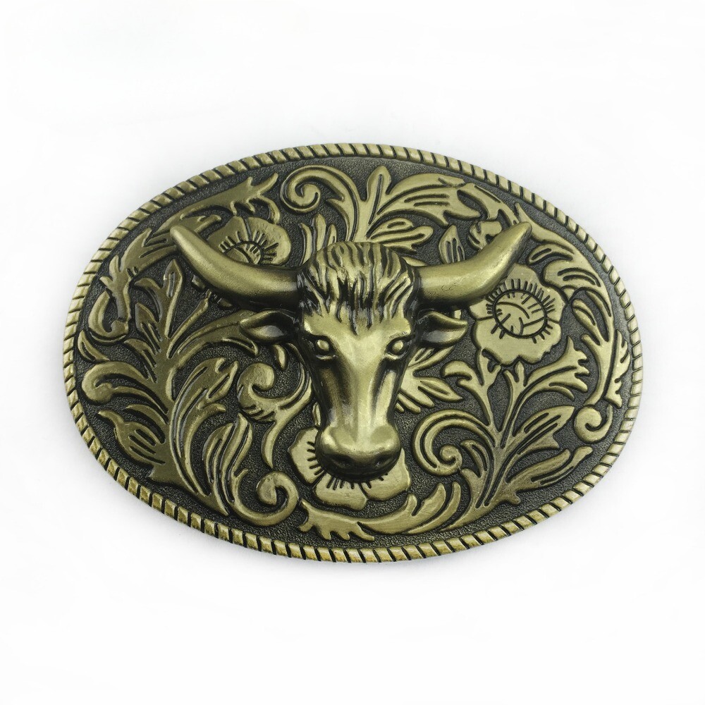 Western Cowboy Belt Buckle for Men & Women USA Retro Rodeo Casual Wear Bullhead