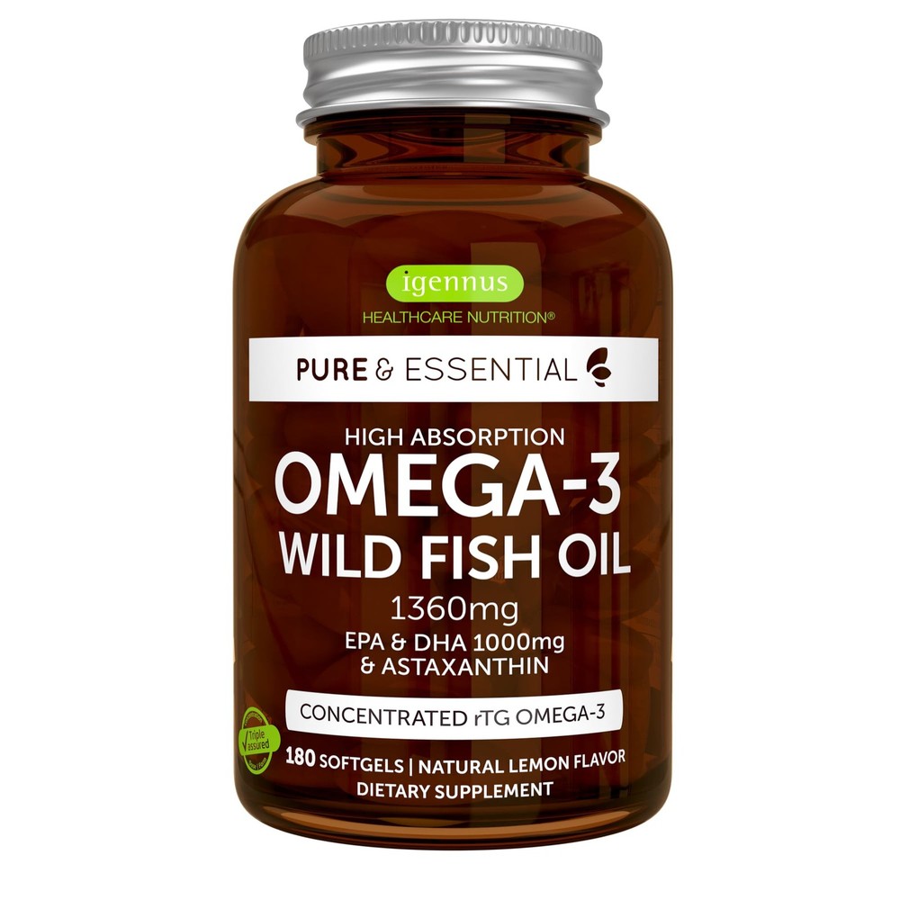 IFOS Certified Igennus Ultra Pure Omega 3 Triglyceride rTG Fish Oil 1360mg