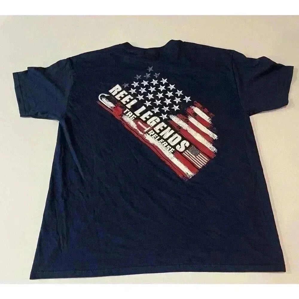 Reel Legends Mens Americana Release Men Blue Short Sleeve - Free Shipping