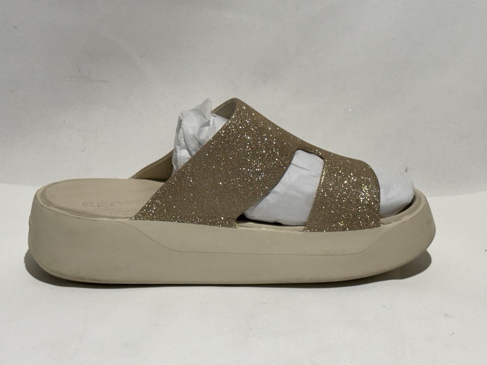 Crocs Brooklyn Low Wedge Glitter Sandals Gold Slip On Platform Slides Women’s 8
