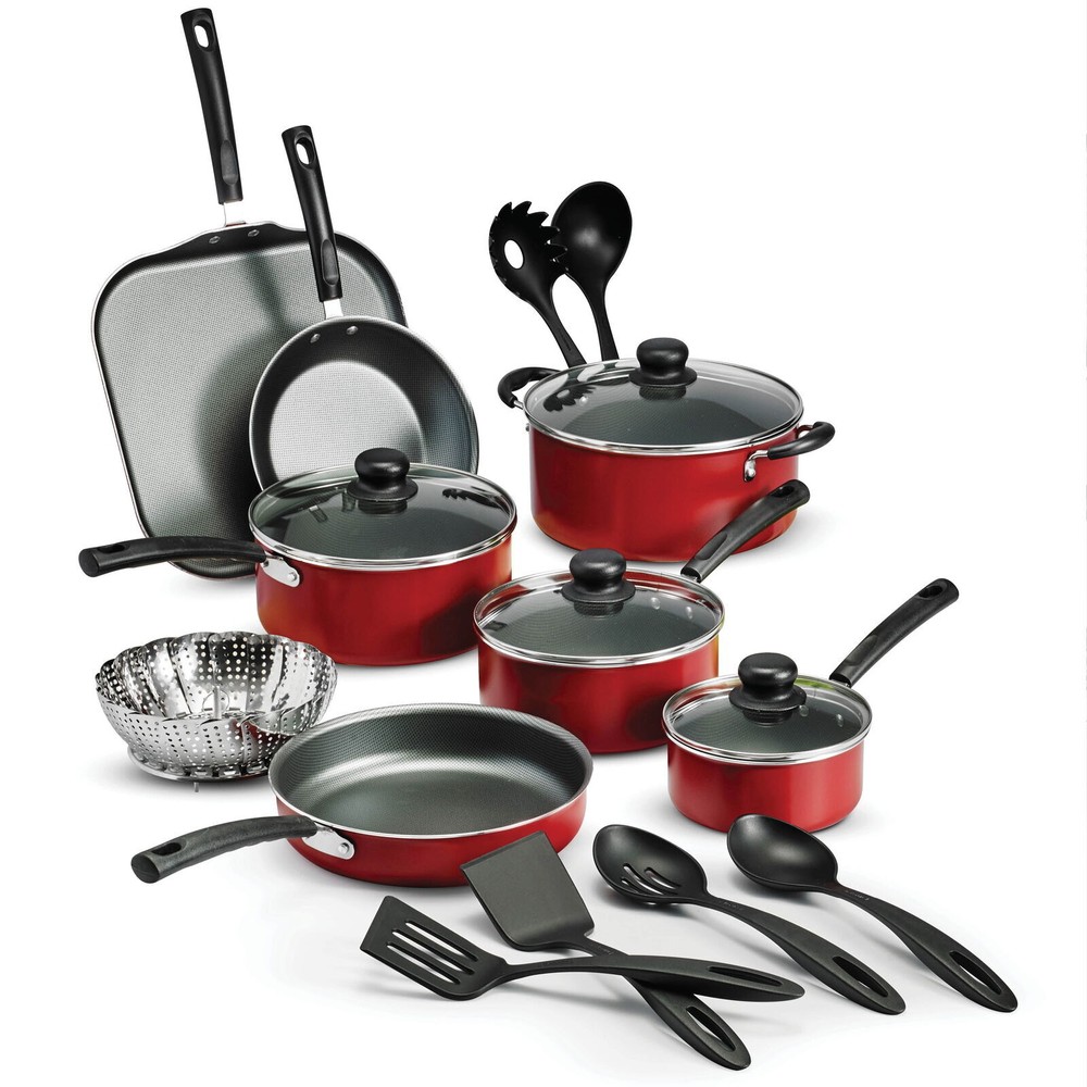 18-Piece Nonstick Cookware Set with Cool-Touch Handles, Dishwasher Safe for Easy Cleanup