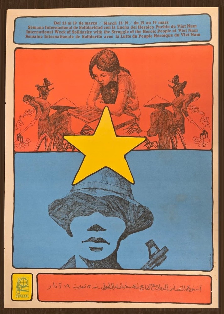 ORIGINAL OSPAAAL Cuban Political Poster, Solidarity with Vietnam. 1974