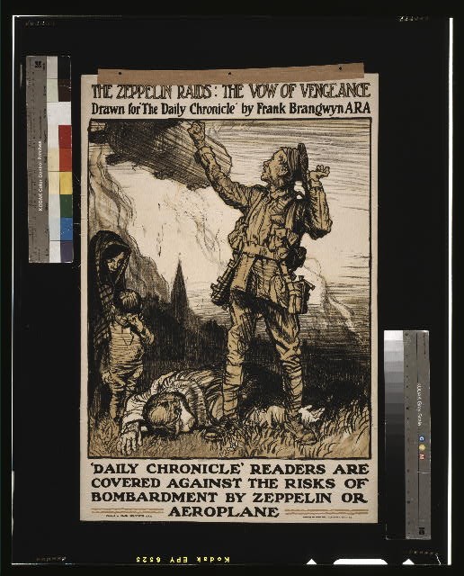 World War I,WWI,Zeppelin Raids,Vow of Vengeance,Daily Chronicle,Brangwyn,1915,2