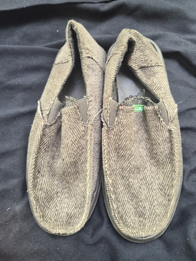 Sanuk Vagabond Sidewalk Surfer Brown Tweed Slip-On Casual Loafers Men's 10