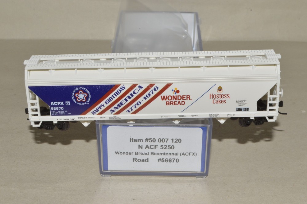 N scale Atlas Wonder Bread Hostess Cakes 1776 Bicentennial ACF covered hopper