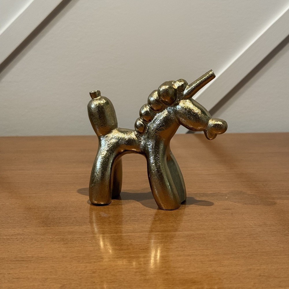 Gold Balloon Animal Ceramic Unicorn Collectible Figurine Paperweights Decor