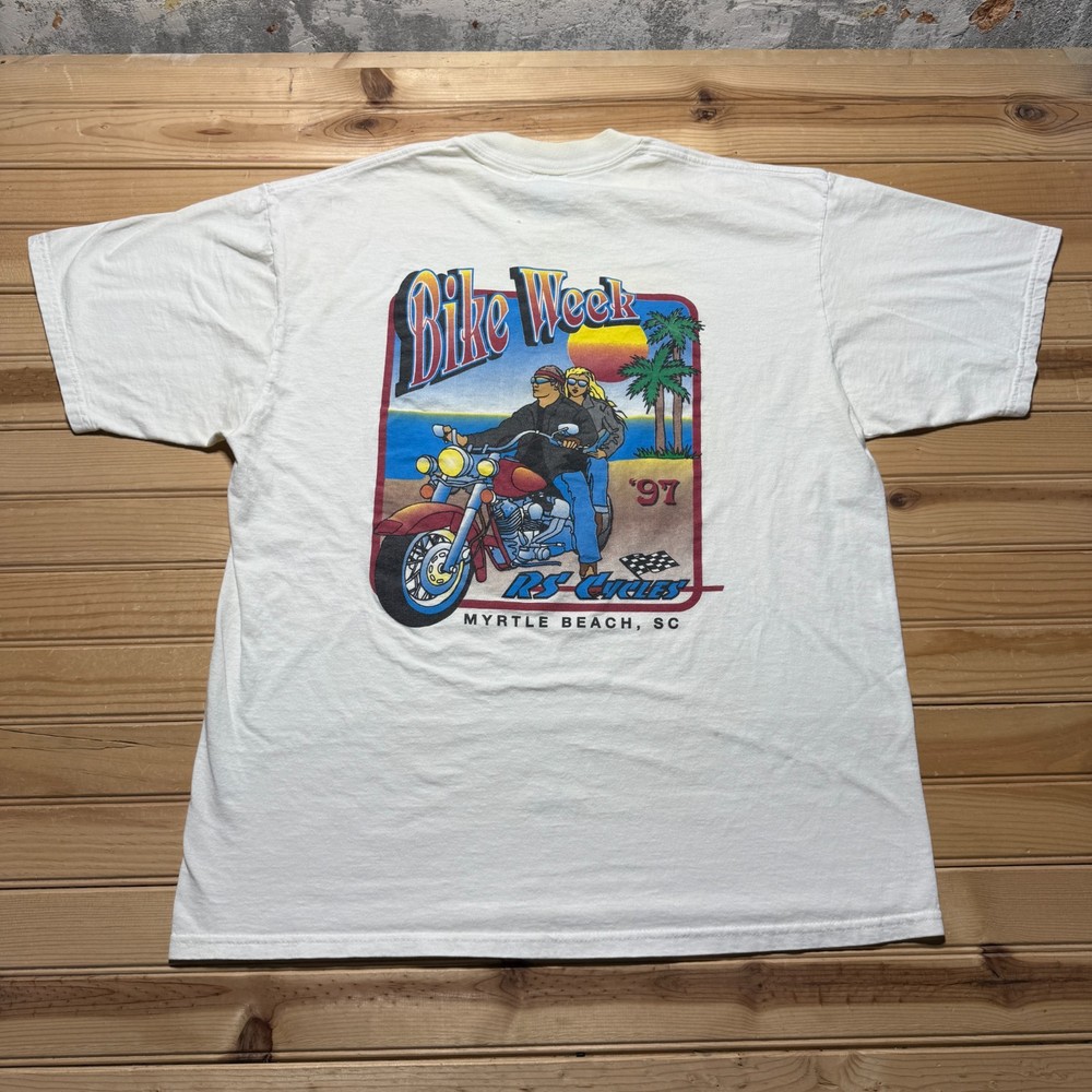 Vintage 1997 Bike Week RS Cycles Myrtle Beach Motorcycle Biker T-Shirt USA - XL