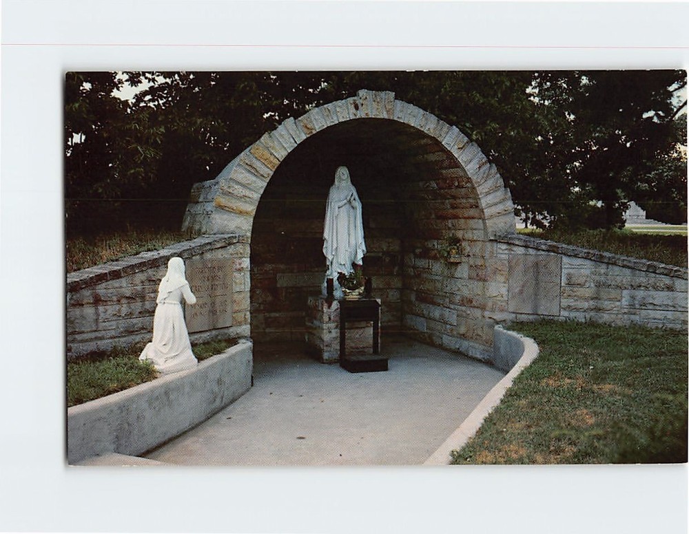 Postcard Our Lady of Lourdes Shrine Vincennes Indiana USA