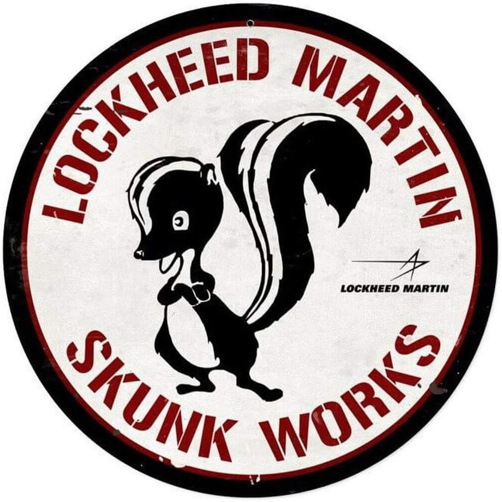 Lockheed Martin Skunk Works round Retro Metal Signs for Wall Art Decoration 12 X