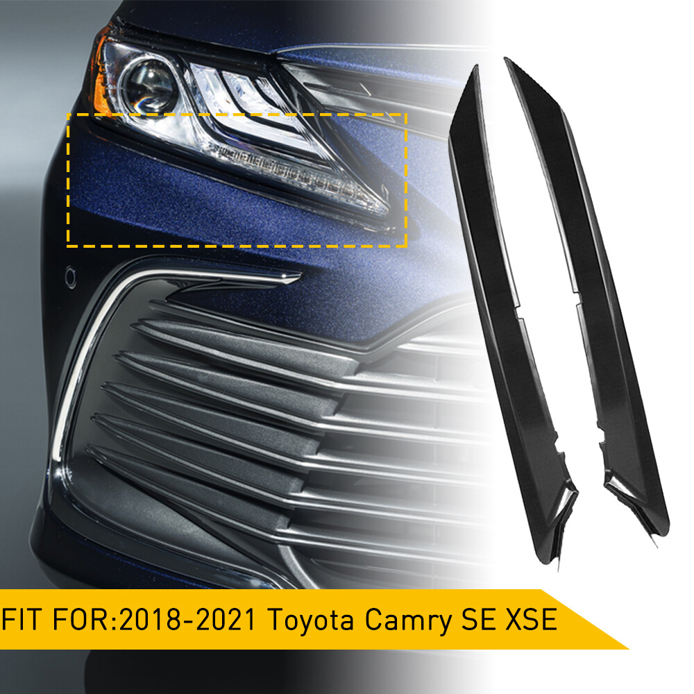1 Pair Front Bumper Black Grille Molding Trim Fits 2018-2022 Toyota Camry SE/XSE