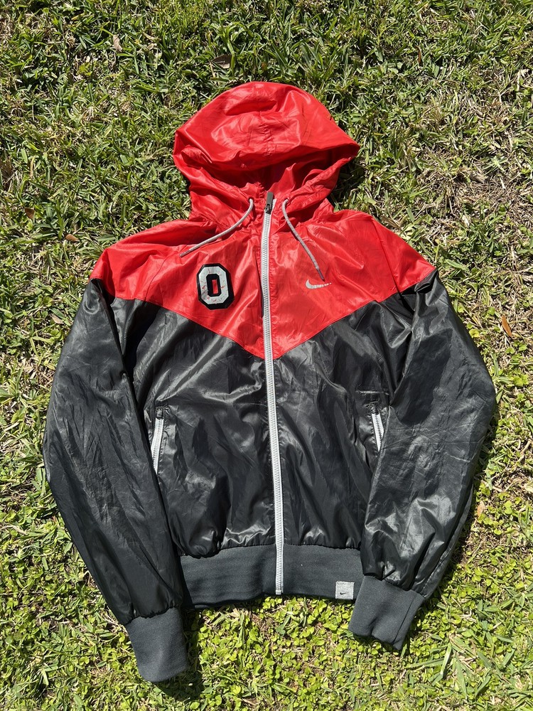Nike Ohio State Buckeyes Jacket Mens Large Full Zip Hoodie Dri-Fit Windbreaker