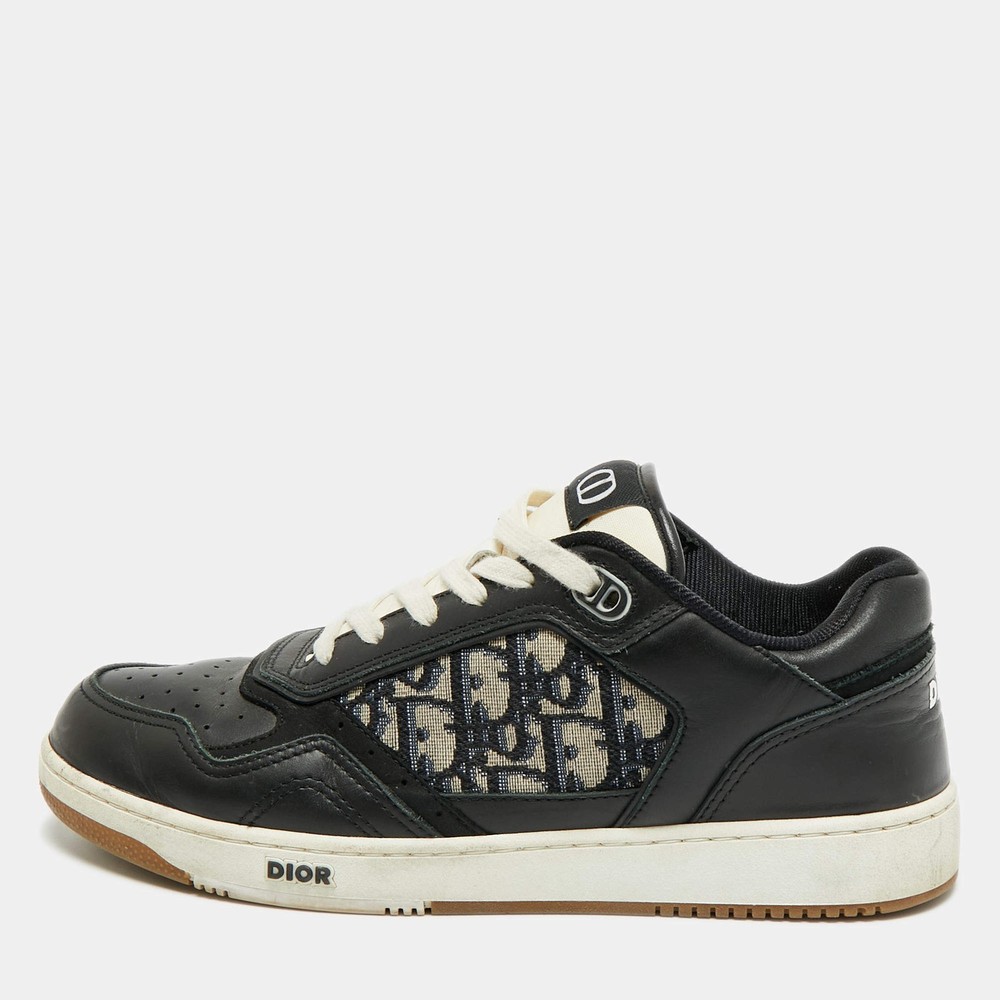 Dior B27 Size 42 Black Leather and Oblique Canvas Low Top Sneakers