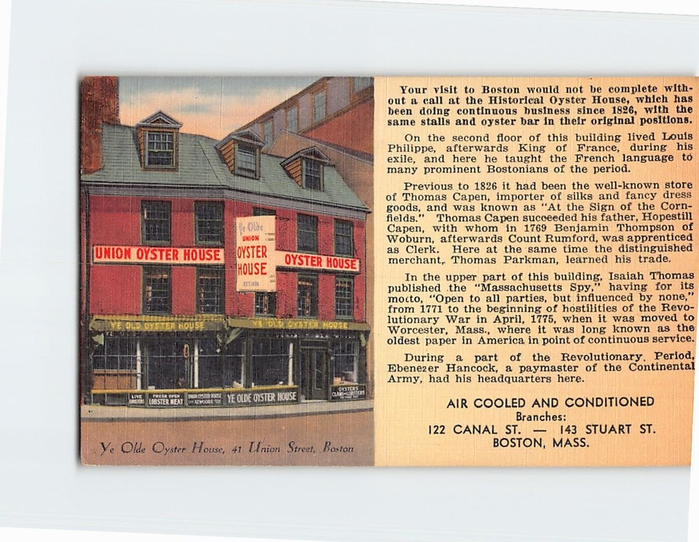 Postcard Union Oyster House Inc. Boston Massachusetts USA North America