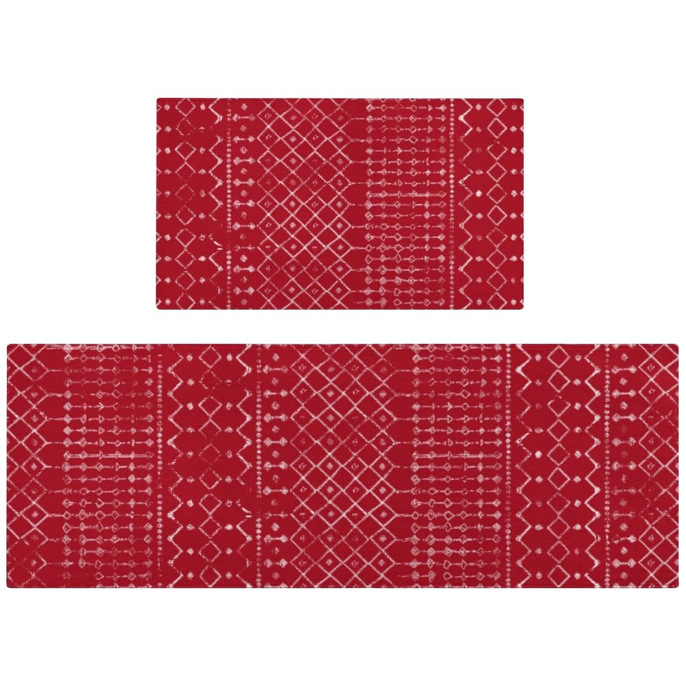 Kitchen Rugs and Mats Non Skid Washable Set of 2,Boho Moroccan Modern Farmhou...