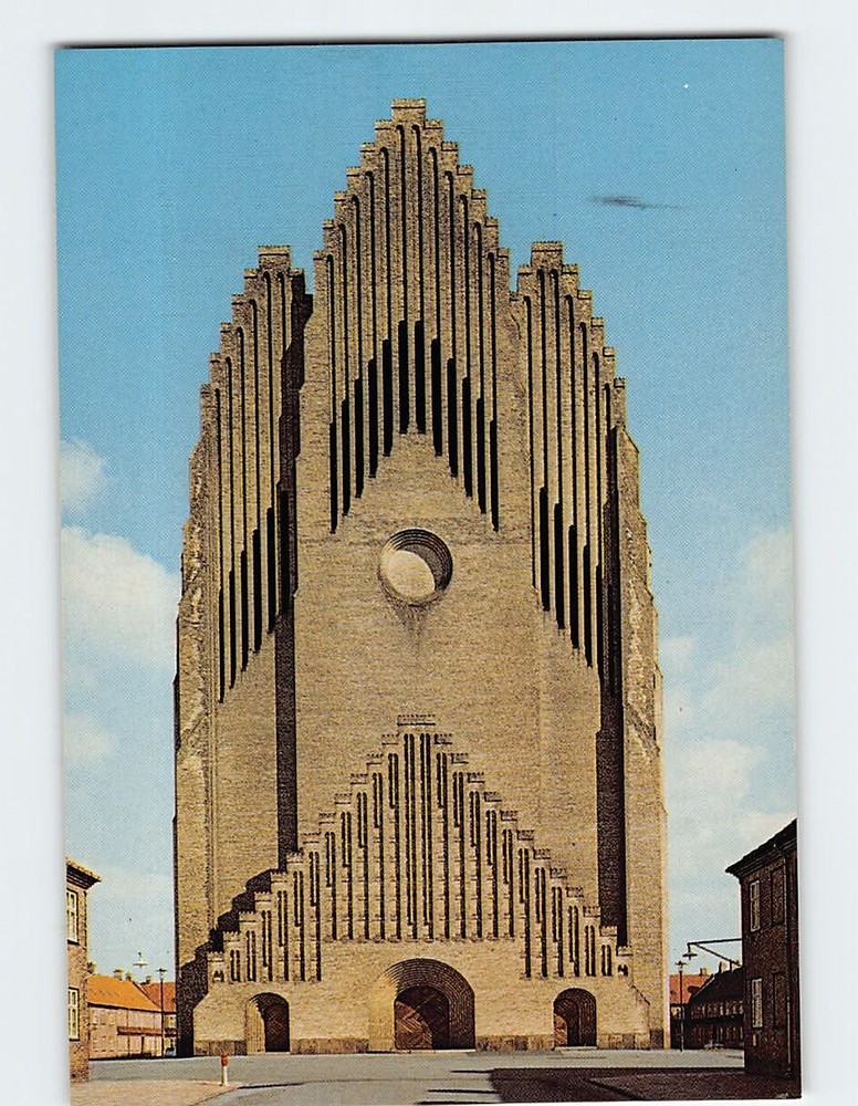 Postcard Grundtvig's Church Copenhagen Denmark