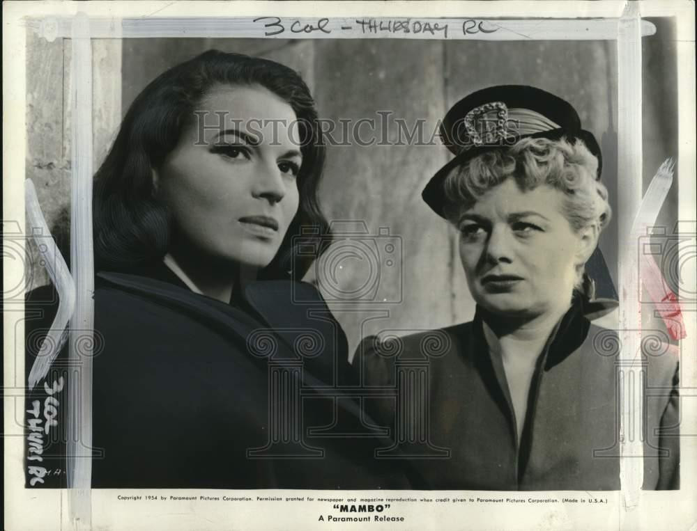 1954 Press Photo Actresses Silvana Mangano & Shelley Winters star in 