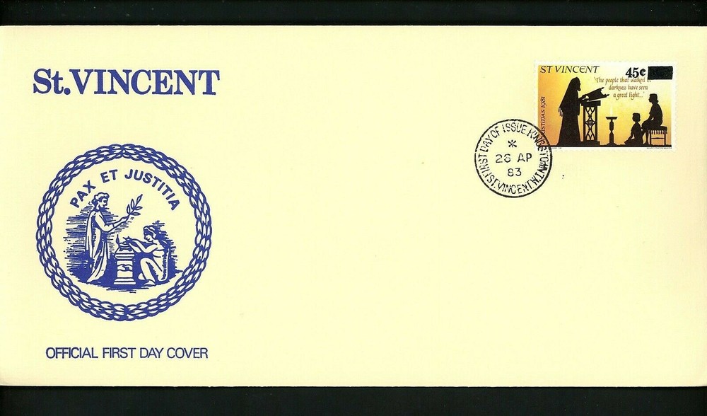 Postal History St. Vincent FDC #674 Religion Christmas 1983