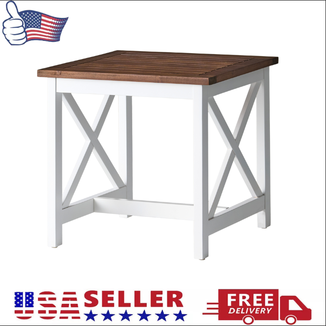 Acacia Wood Display Stand with Slatted Top and X-Shaped Supports-image