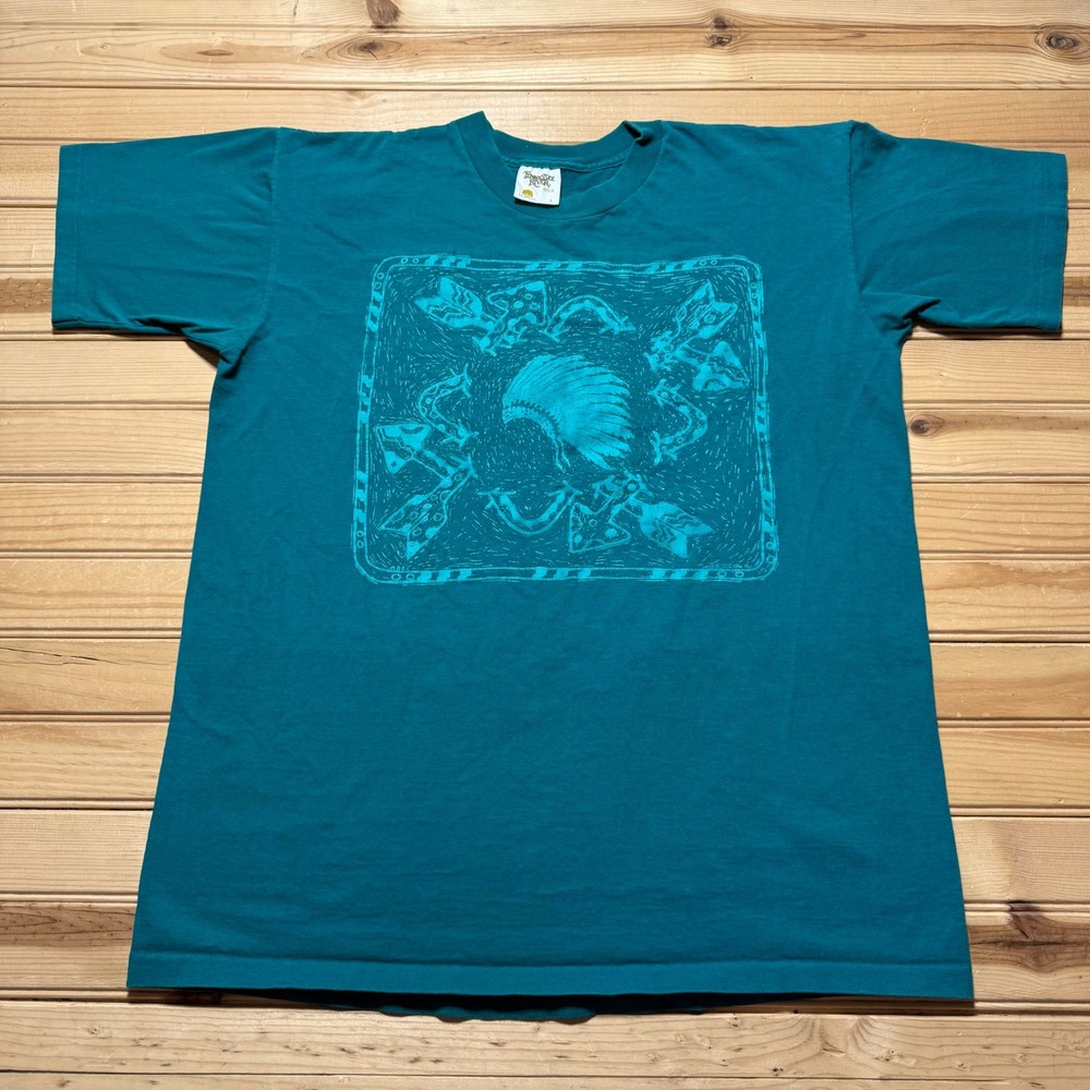Vintage 90s 1993 Native American Headdress Arrow Tribal Art T-Shirt - Large
