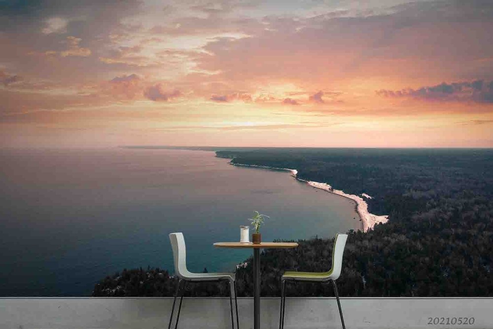 3D Sky Sea Forest Sunset Landscape Wall Murals Wallpaper Murals Wall Sticker