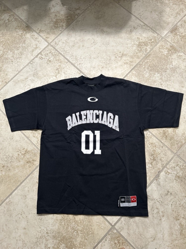 Balenciaga Oversized 01 Jersey T-Shirt Size L Black Short Sleeve